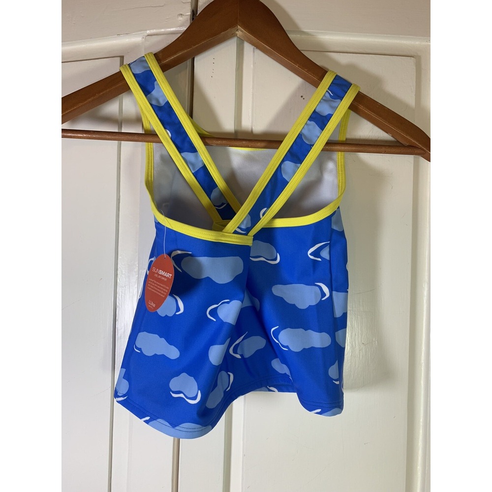 LL Bean Swim Top Tankini Girls Sz 8 Cloud Pattern  SPF 50 Cross Back Sun Smart - Picture 3 of 11